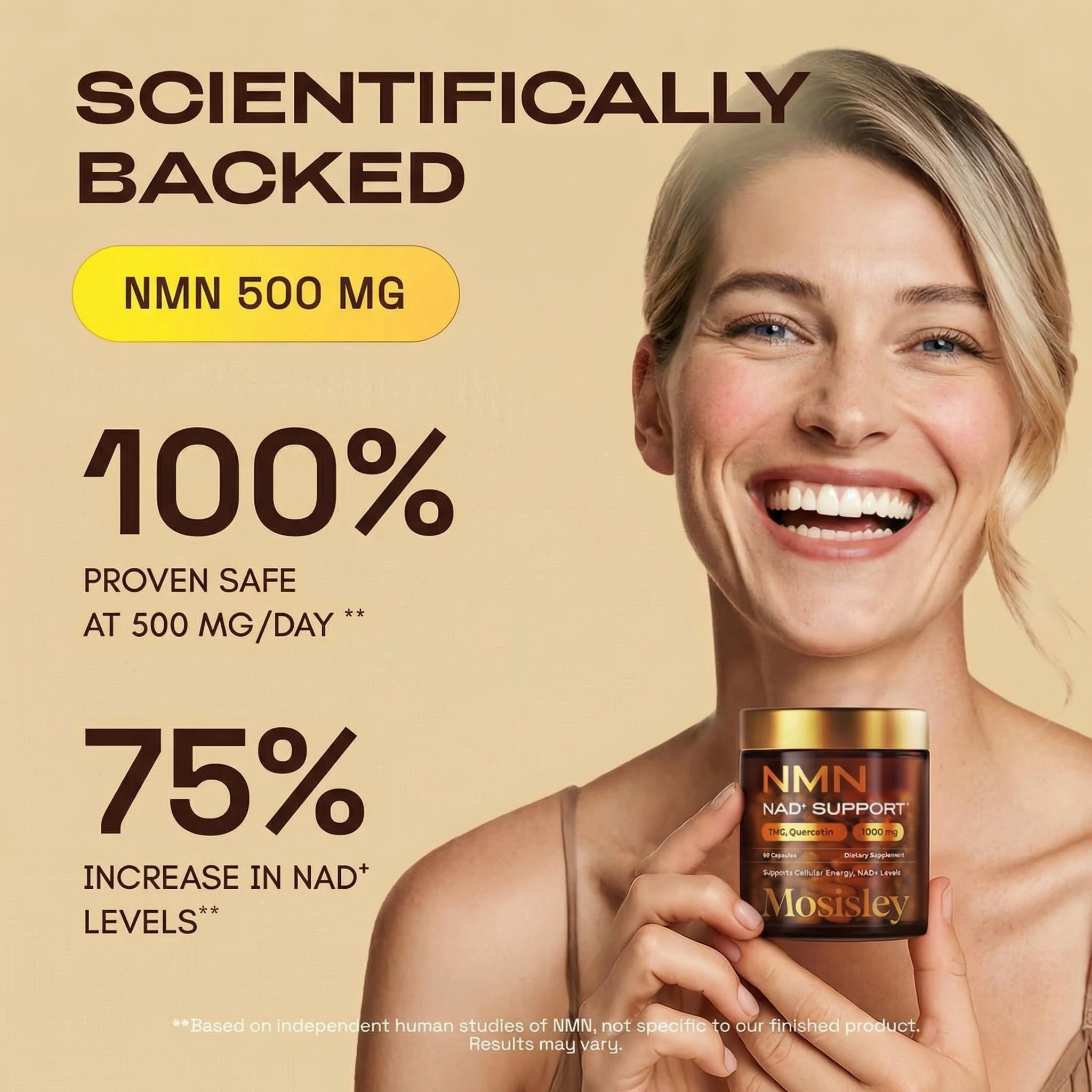 Mosisley® NMN Supplement, Quercetin, TMG, Resveratrol – Supports Cellular Energy & NAD+ Levels