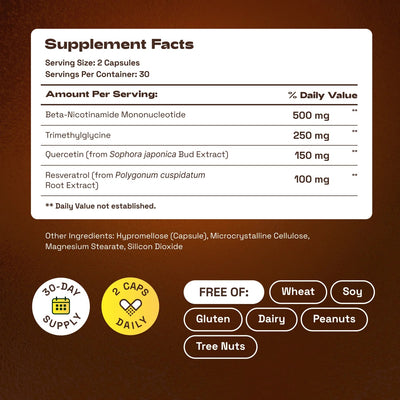 Mosisley® NMN Supplement, Quercetin, TMG, Resveratrol – Supports Cellular Energy & NAD+ Levels